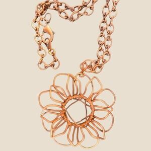 Daisy Necklace Twisted Copper Wire  Boho Chic Granny Core Handmade Artisan